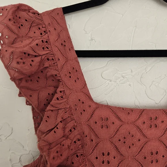 Ba&sh Eyelet Ruffle Rose Pink Dress - Picture 6 of 11